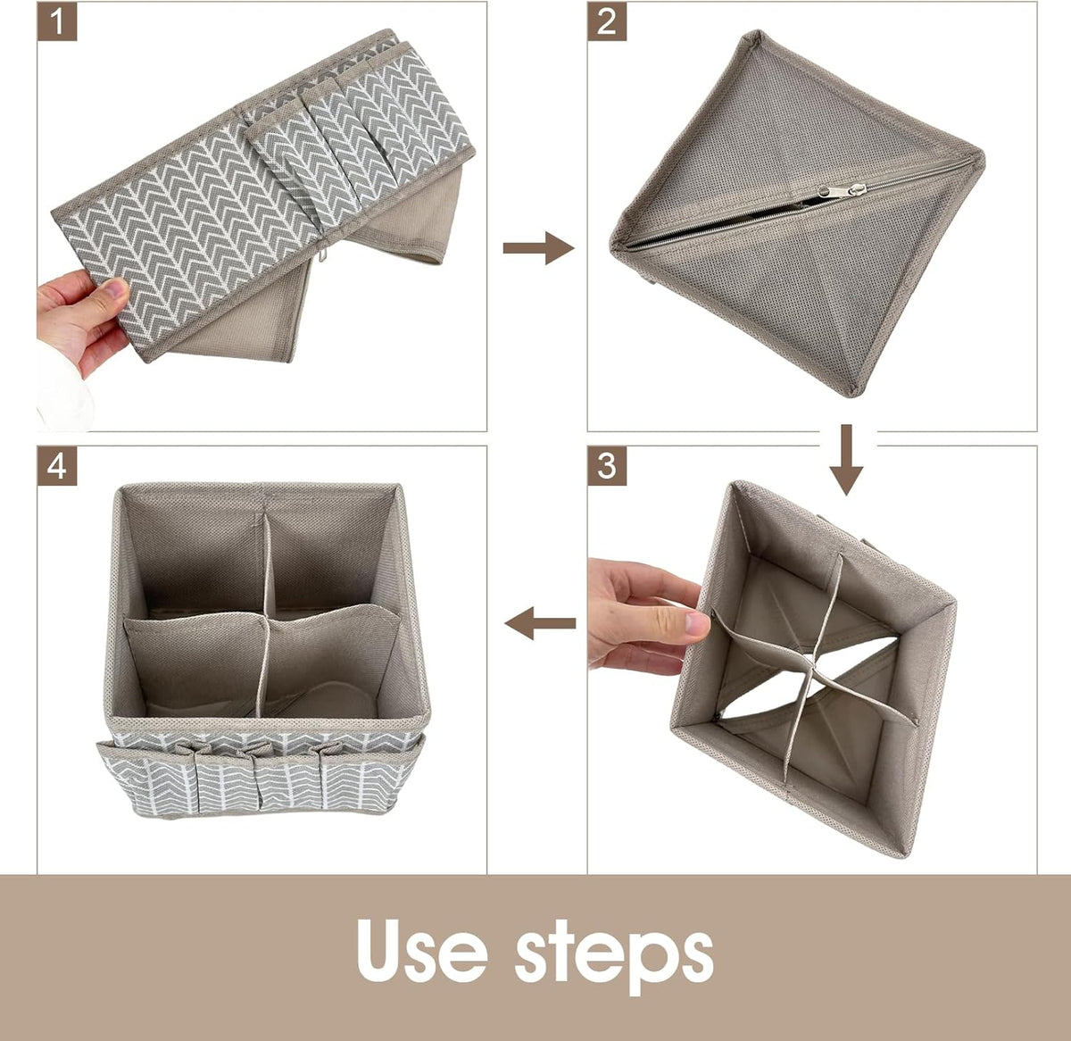 Cosmetic Storage Bins Makeup Organizer, Adjustable Multifunction Storage Box Desk Drawer Divider for Makeup Brushes, Bathroom Countertop or Dresser, Set of 4