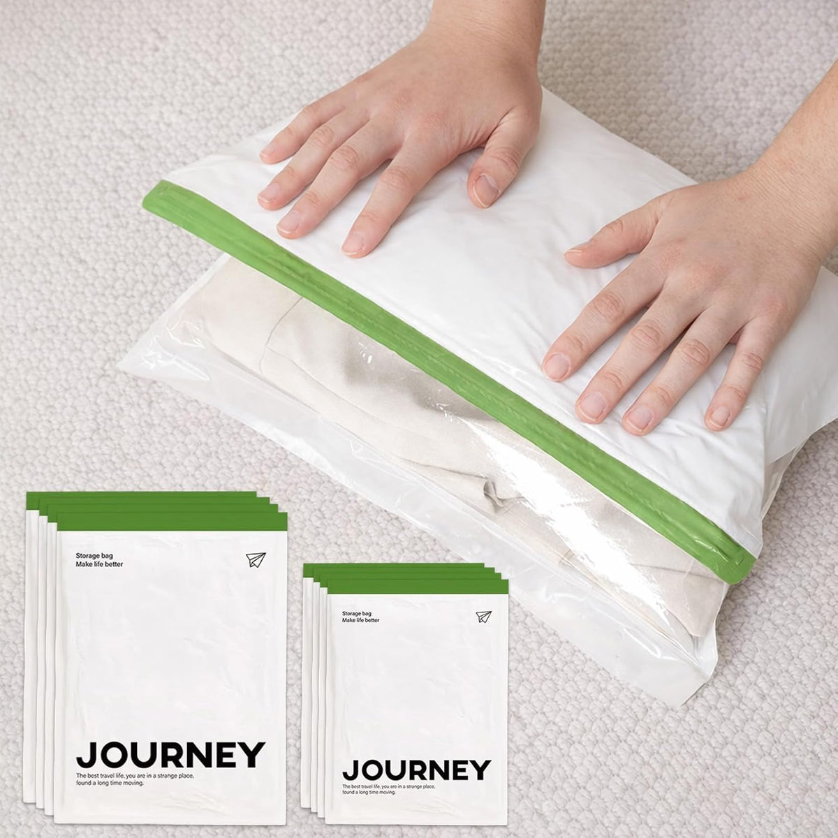 8 Pcs Travel Roll-Up Compression Bags Luggage Packing Organizers – Reusable Vacuum Packing Space-Saving Storage Bags for Home Cruise College Accessories (4×13.8×17.7in & 4×15.7×21.7in)
