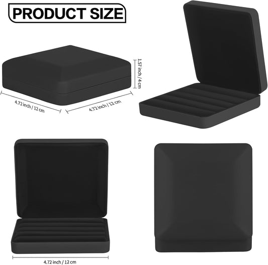 Ring Organizer Box, Travel Jewelry Holder Case for Women (Black) | PU Surface & Velvet Lining, Portable Jewelry Display Storage Boxs, for Multiple Rings Stud Earring