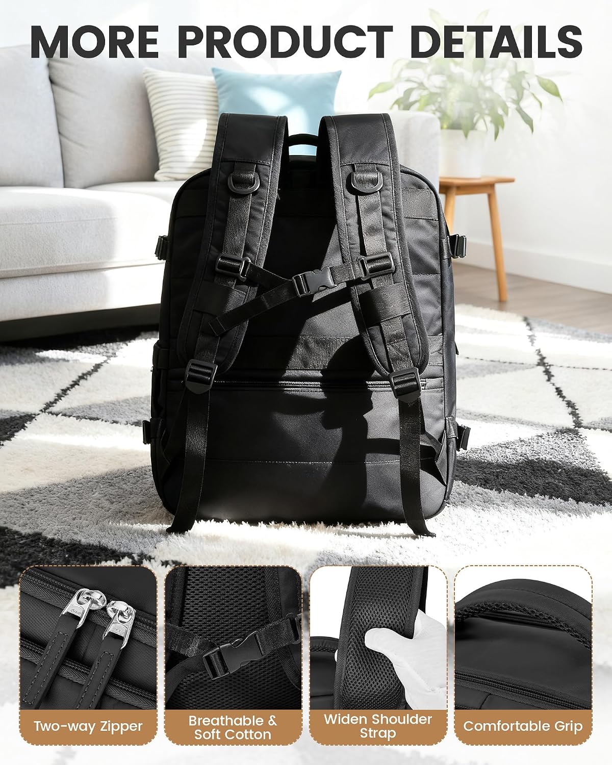 Vacuum Backpack Travel with Pump,Water Resistant Airbag Travel Backpack,Personal Item Carry on Backpacks Flight Approved 18x14x8 inches,Laptop Backpacks,Black