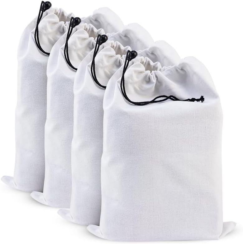 LFH Cotton Rich Shoe Storage Bags with Drawstring, Dustproof Breathable Reusable Organizer, Perfect For Travel, Dorm, Hotel, College, Gym, Machine Washable 8"x17" (Pack of 2) - Black sand