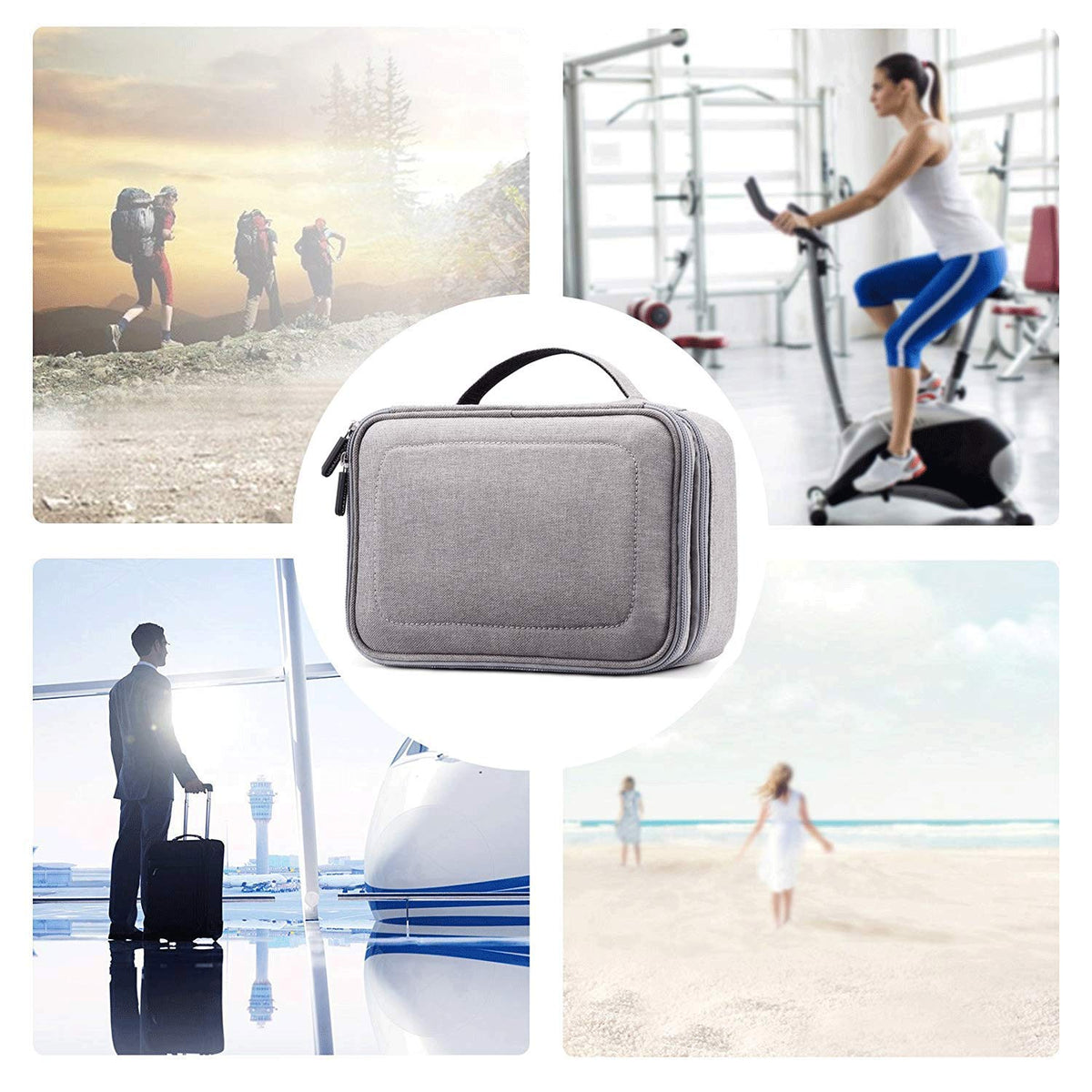 Rownyeon Makeup Train Cases Travel Makeup Bag Waterproof Portable Cosmetic Cases Organizer with Adjustable Dividers for Cosmetics Makeup Brushes Toiletry Jewelry Digital Accessories (Grey Small)