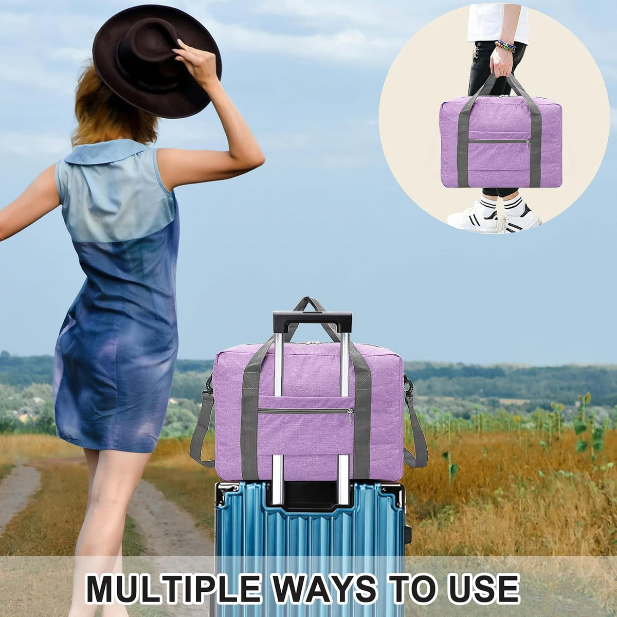 For Spirit Airlines Personal Item Bag 18x14x8 Foldable Carry on Bags for Airplanes Travel Duffel Bags for Women and Men