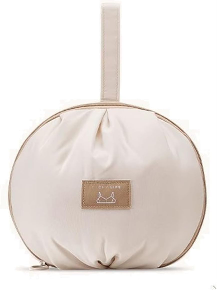 Women's Travel Lingerie Bag Organizer - Portable Bra and Underwear Storage Case with Structured Design, Machine Washable, Ideal for Travel & Daily Use(White)