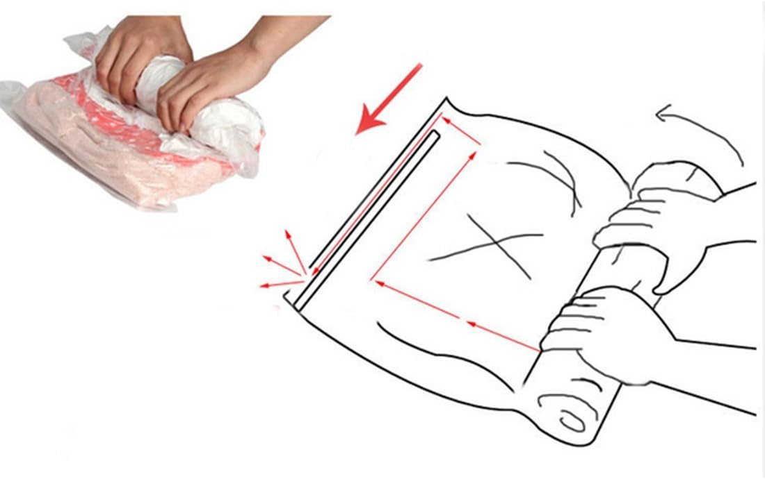 Travel Space Saver Bags Roll Up Vacuum Compression Storage Pack 6pcs 35cm x 50cm