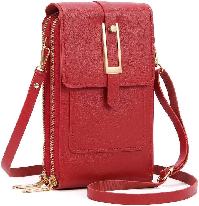 Touchscreen phone crossbody bag for Women,Anti-Theft Leather Messenger Bag with Cell Phone Purse Window Zipper Pocket | Touchscreen
