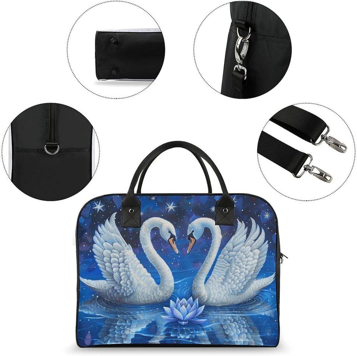 Butterfly Night Nylon Tote Bag Large Capacity Carry On Handbag Luggage Sleeve Laptop Compartment for Work Travel