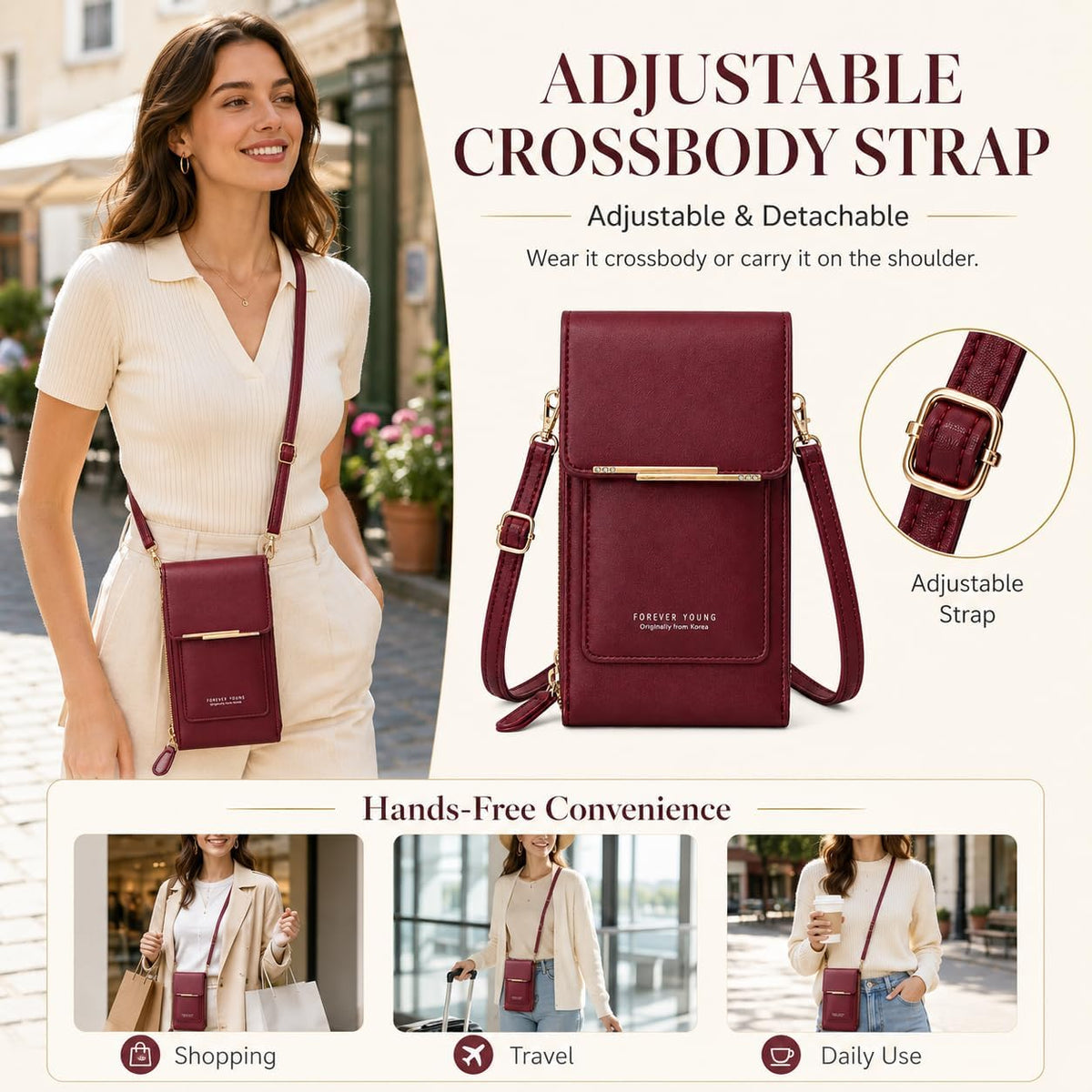 Crossbody Phone Wallet Purse for Women, Touch Screen Cell Phone Bag