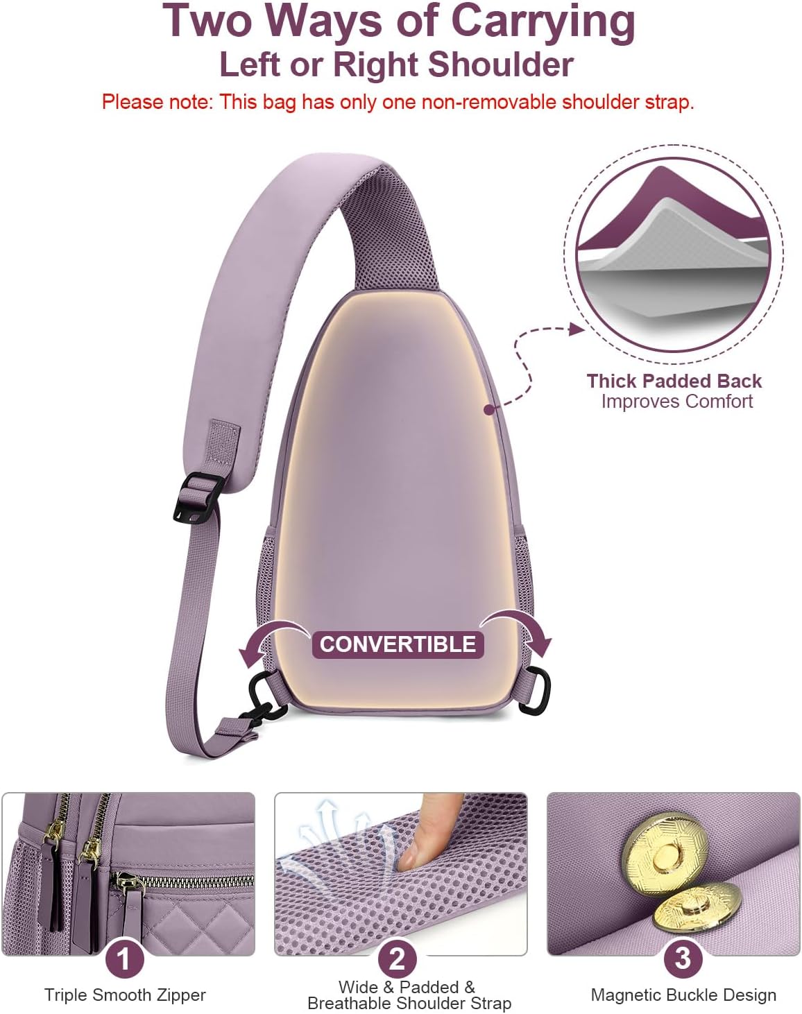 Sling Bag for Women Men Waterproof Crossbody Bags for Women Trendy Casual Fanny Pack with Convertible Shoulder Strap Chest Bag for Travel Hiking(Beige, Medium)