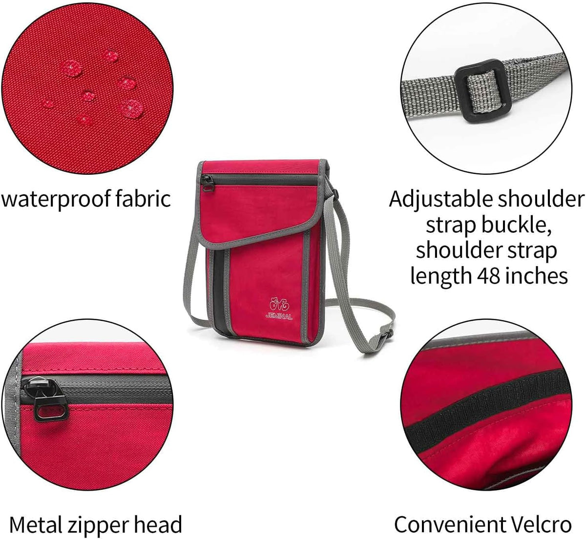 JEMINAL Passport ID Crossbody Phone Bag for Men & Women: Waterproof Small Phone Shoulder Handbag for lighty Camp Jog Travel