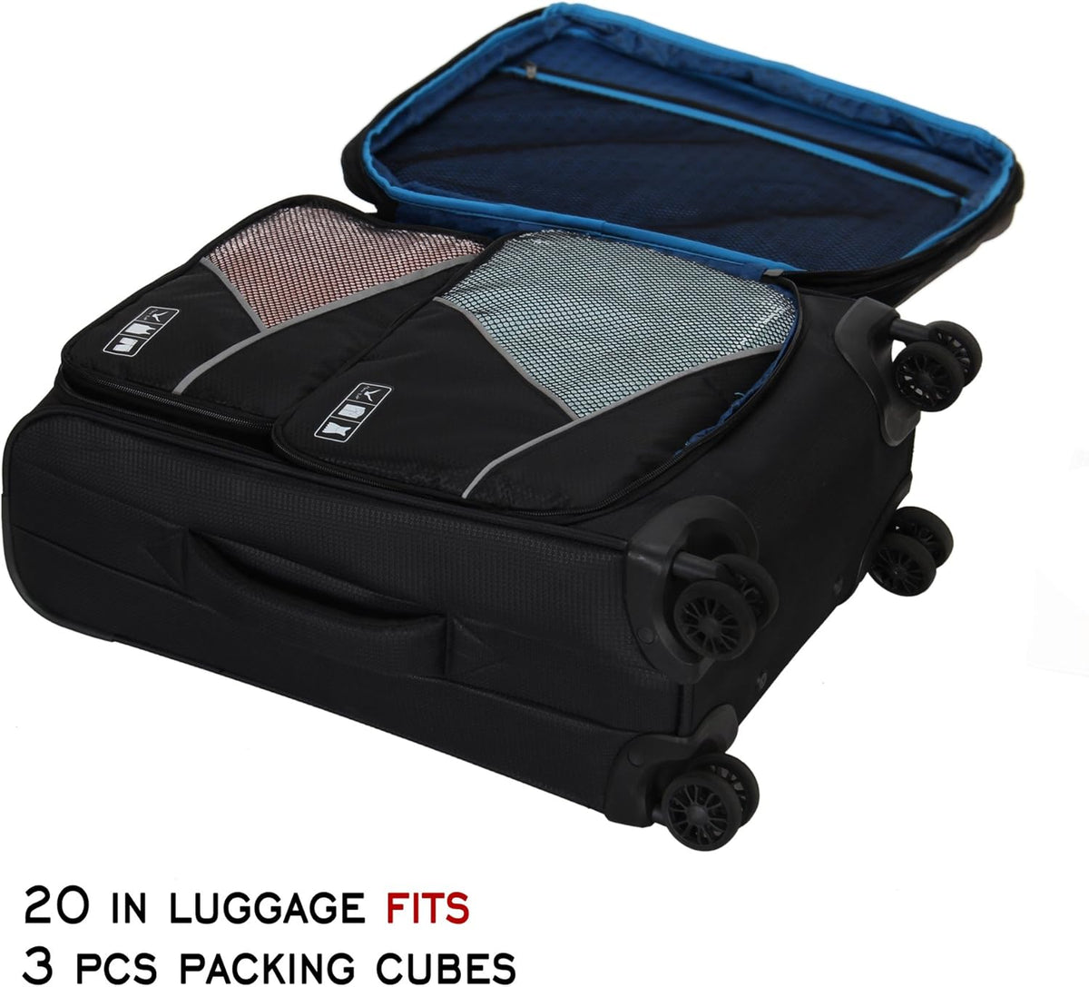 3 Pieces Packing Cubes Set Travel Luggage Organizer Bag