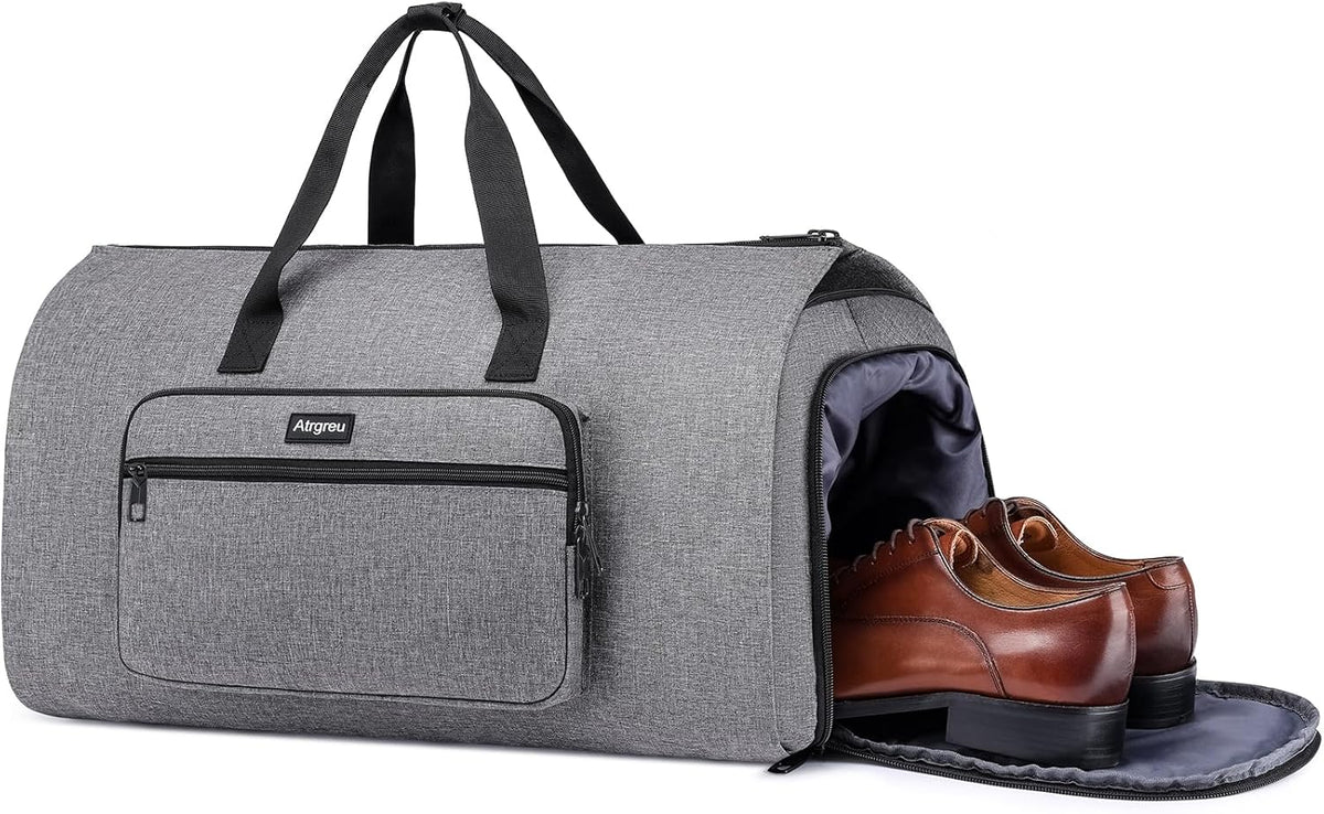 Convertible Duffle Bags for Men, Garment Bag for Travel, Carry on Garment Duffel Bag with Shoe Compartment, 2 in 1 Hanging Dress Suitcase Suit Travel Bags, Black