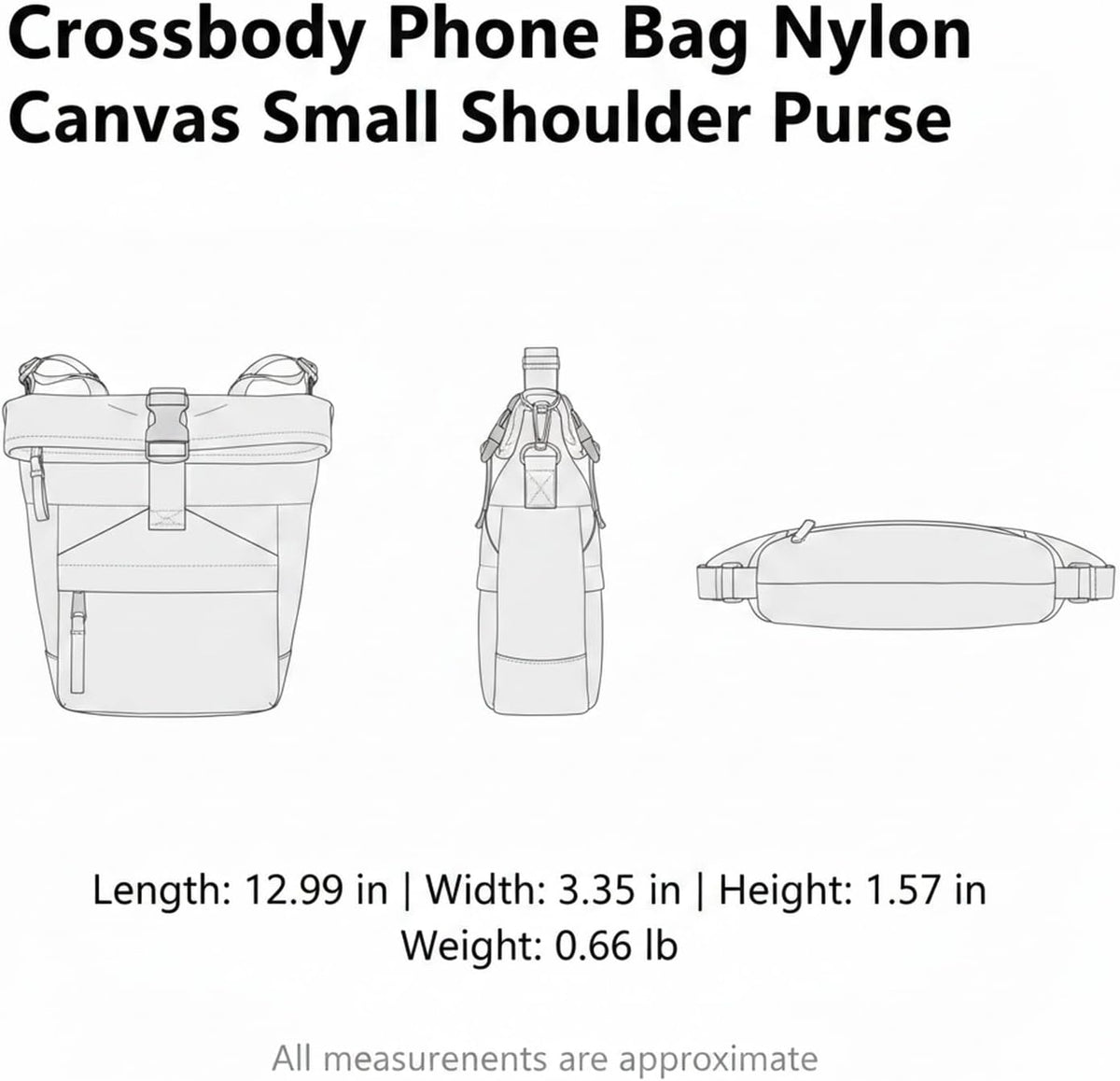 Travelers Crossbody Phone Bag Nylon Canvas Shoulder Purse for Hands-Free Essentials