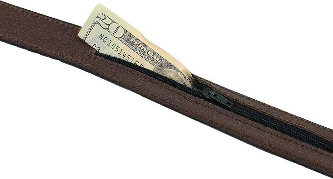 Mens Kennedy Money Belt - Leather Strap with Hidden Pocket for Cash & Travel Essentials- Anti Theft Accessories