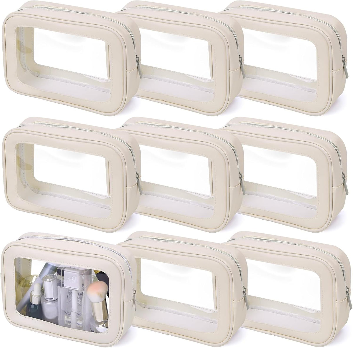 8 Packs TSA Approved Toiletry Bags White Clear Toiletry Bags for Travel PVC Makeup Pouch Waterproof Quart Size Clear Cosmetic Bag with Zipper for Airport Airline Compliant Travel Bathroom Women Men