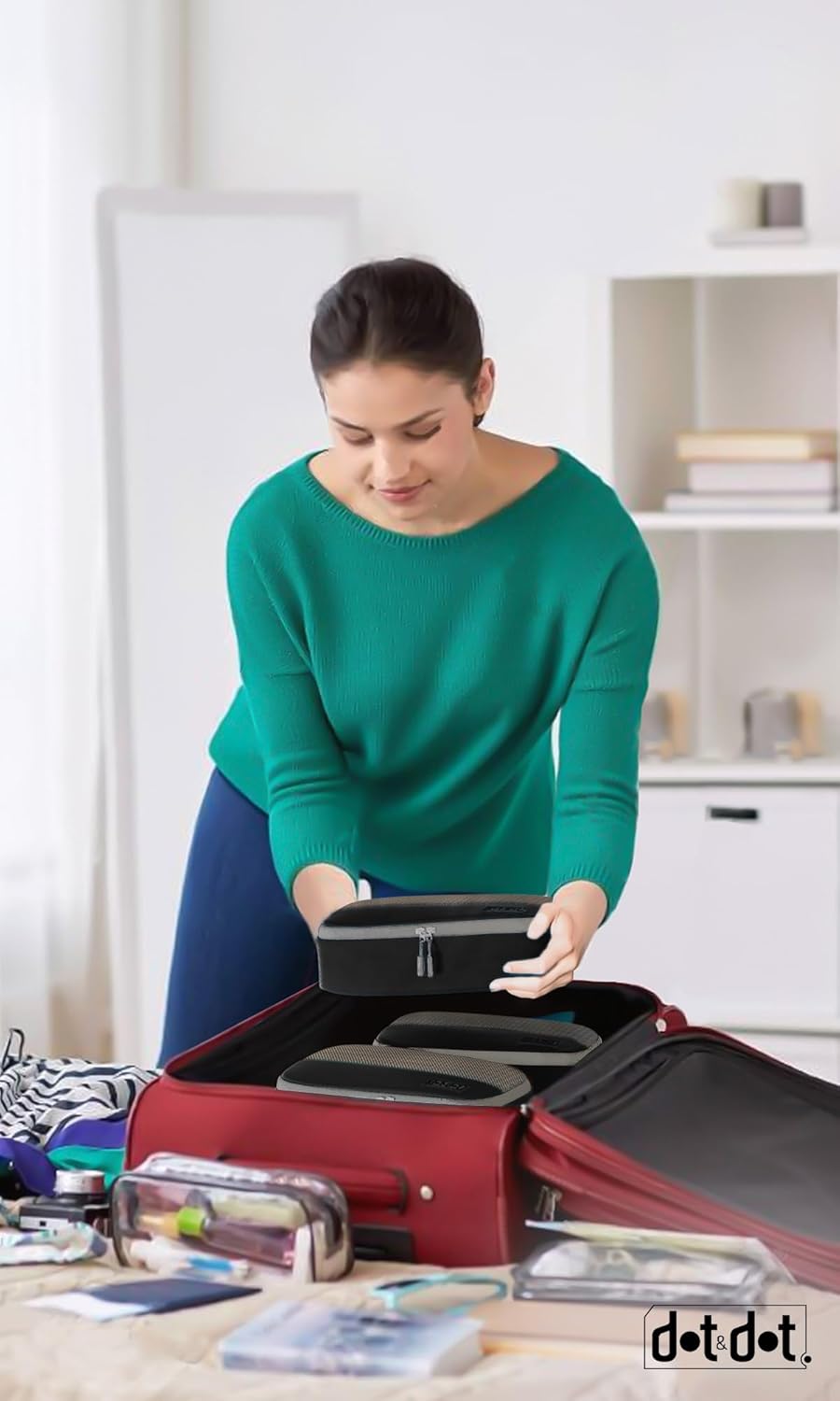 4pc Large Compression Packing Cubes for Travel - Luggage Organizers Suitcases