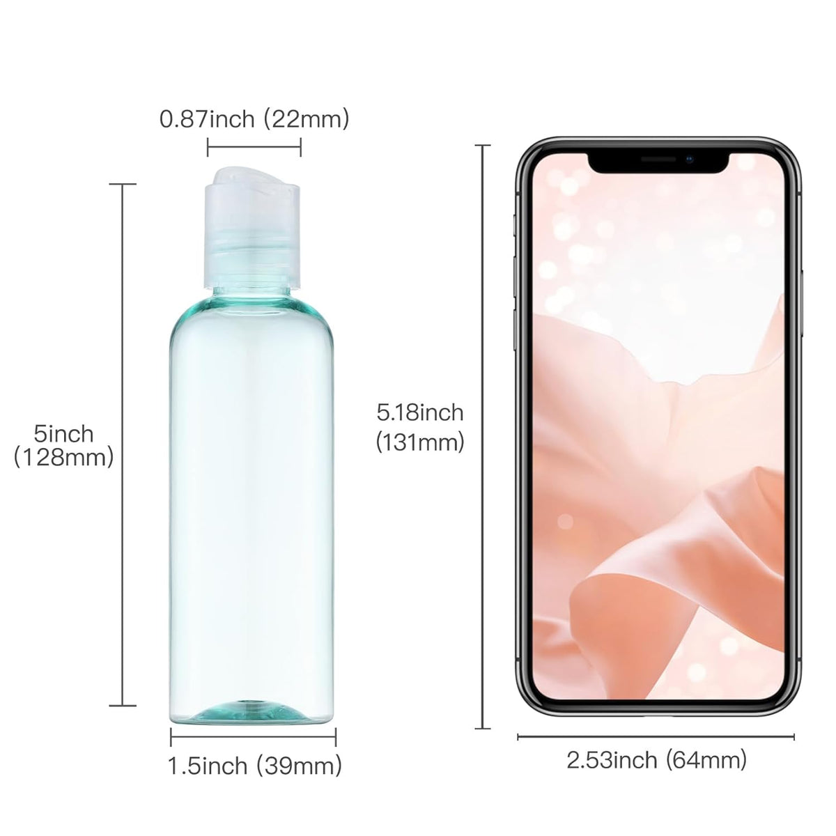 Travel Bottles for Toiletries 3.4 oz TSA Approved - 5 Pack Leak Proof Travel Size Containers, Clear Squeezable Plastic Bottles with Labels for Shampoo Lotion, Flight Cruise Gym Essentials