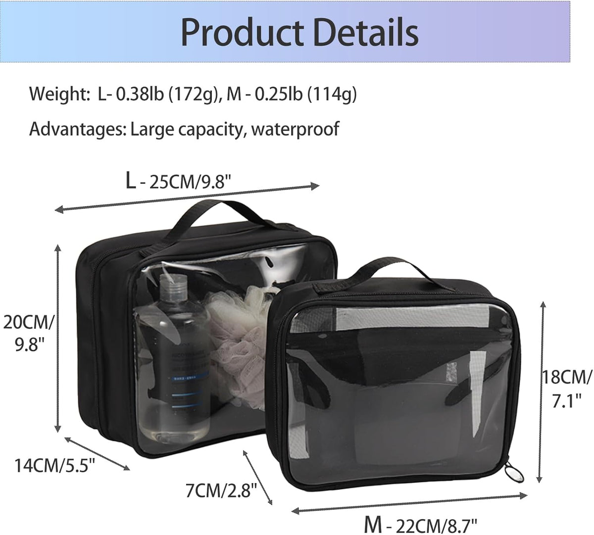 TSA Approved Toiletry Bag, Clear Makeup Bags with Multi Layer Mesh Pockets, Portable Large Capacity PVC Cosmetic Bags with Zipper for Travel Essentials