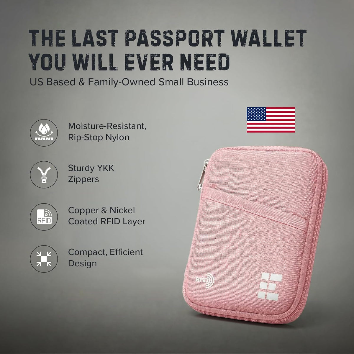 RFID Passport Holder & Travel Wallet, Zippered Wallet for Men & Women, Fits Passport, Cards, Cash, Tickets, ID, Sim Card; Premium & Compact Travel Document Holder - Midnight Black