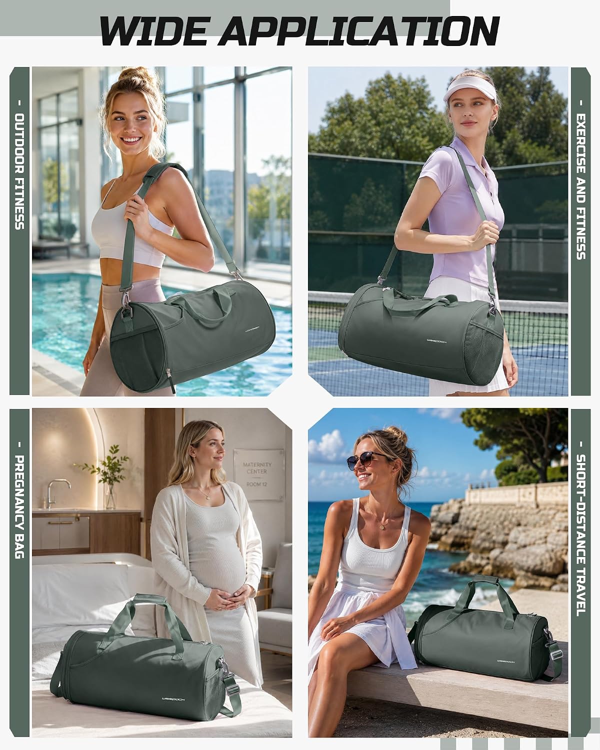Gym Bag for Women and Men With Wet & Shoe Compartment - Small Duffle for Travel, Sport, Workout, Overnight Weekender - Carry-on Tote - Peacock Blue
