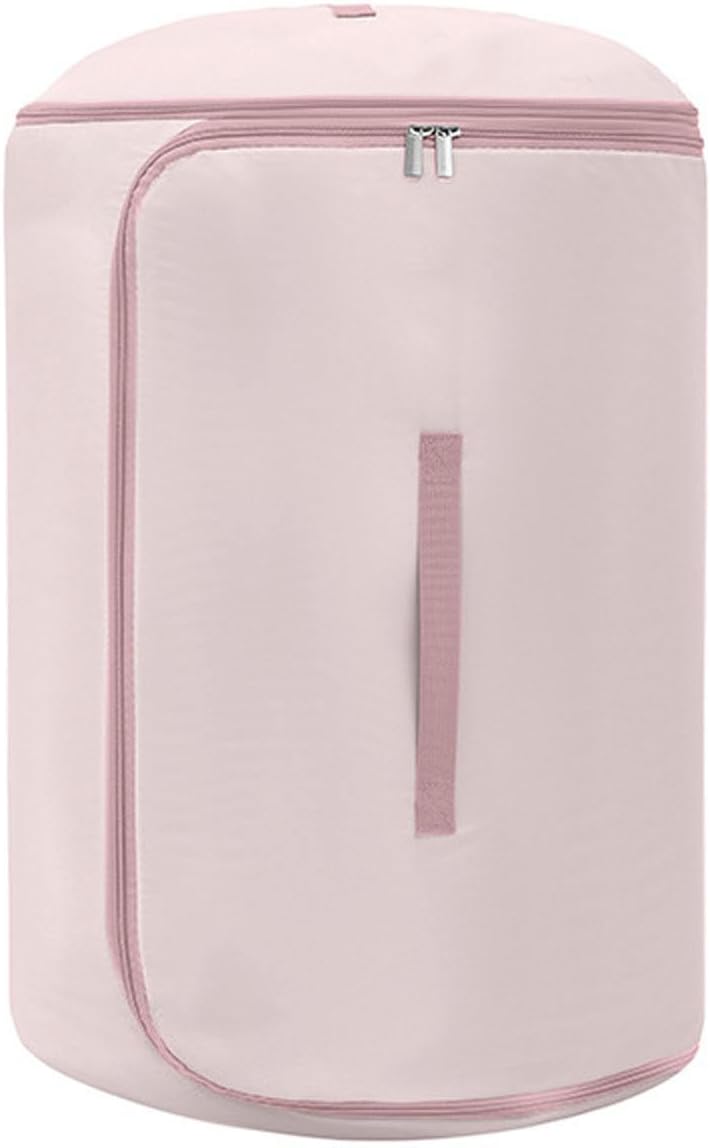 Ultra Space Saving Roll up Self Compression Organizer, Foldable Cylindrical Bag for Bedding Travel Storage Holds Quilt Garments Blankets Blanket Bag,Compact Design (Pink, Small)