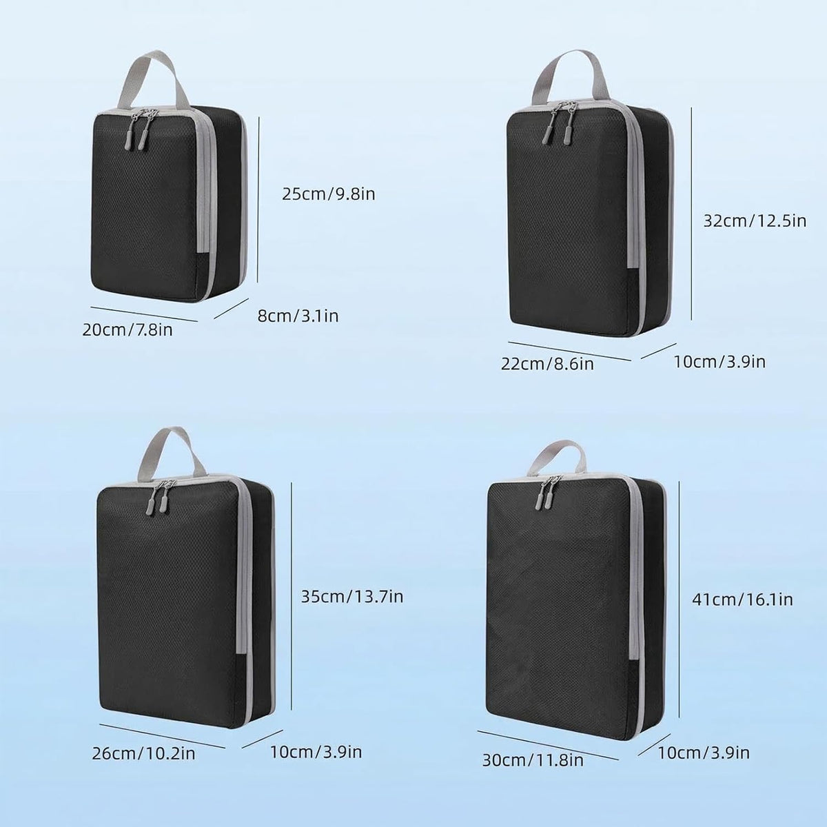 Compression Packing Cubes 4 Set Expandable Luggage Organizer for Travel Essentials