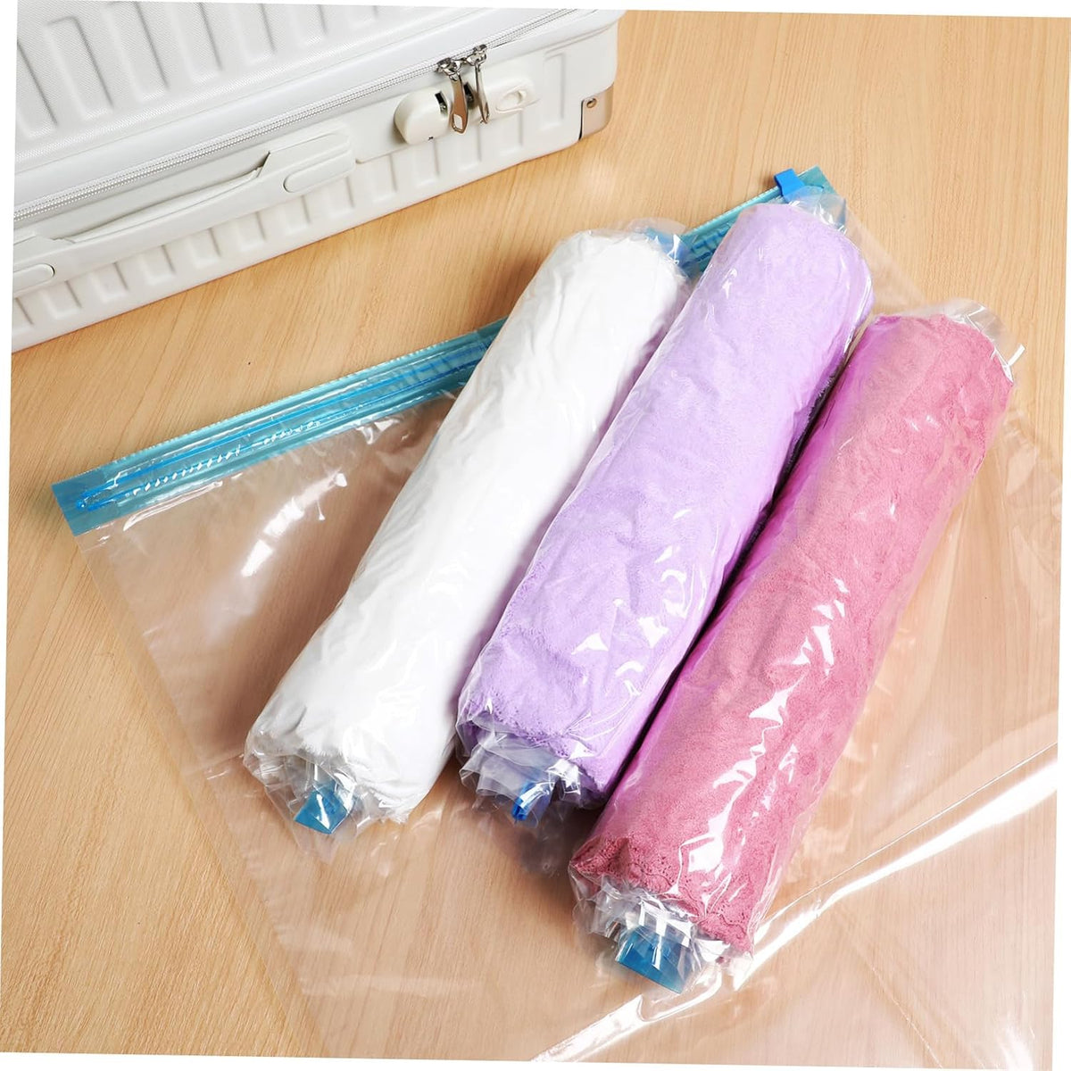 12pcs Vacuum Travel Compression Bags Space Saver Storage for Clothes and Travel Essentials Easy Roll-up Design
