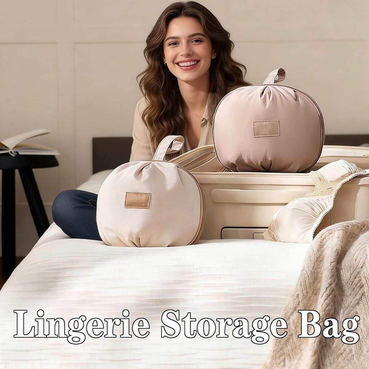 2 Pack Lingerie Storage Bag Set, Lingerie Bags for Storage, Travel Underwear Organizer Bag, Portable Lightweight Multi-Compartment Luggage Organizer for Clothes, Bras and Accessories (2 Pack-A)
