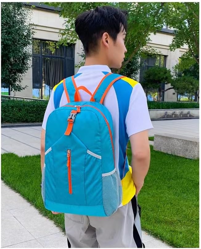 Travel lightweight foldable backpack hiking backpack splash proof compact travel backpack day pack (sky blue), middle