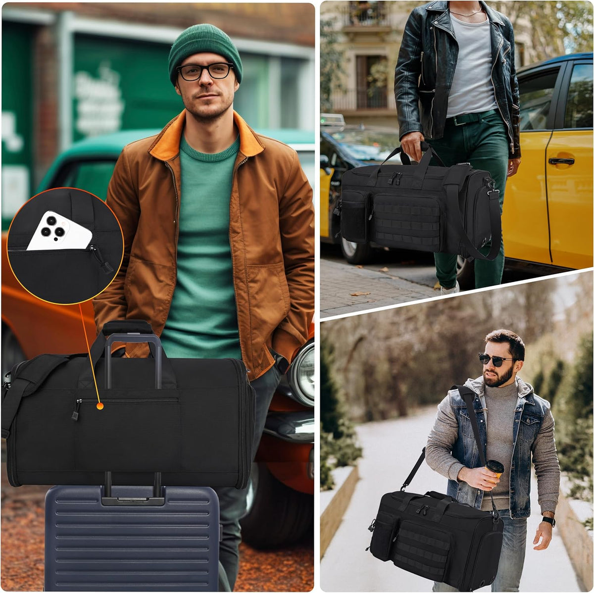 Convertible Garment Duffle Bags for Travel, Carry On Suit Duffle Bags with Shoulder Strap 2 in 1 Hanging Garment Duffle Bag for Men