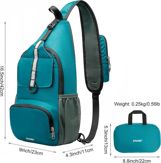 Packable Sling Backpack, Small Crossbody Sling Bag Travel Hiking Daypack Casual Foldable Shoulder Chest Bag