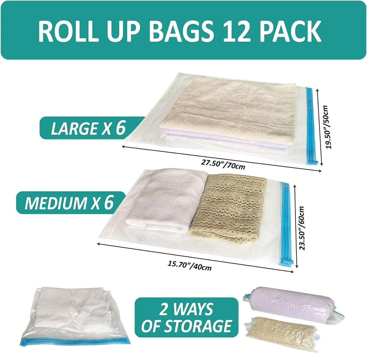 Roll Up Travel Space Saver Storage Bags For Luggage Clothes Cruise Ship Essentials Home Packing-Organizer((S))