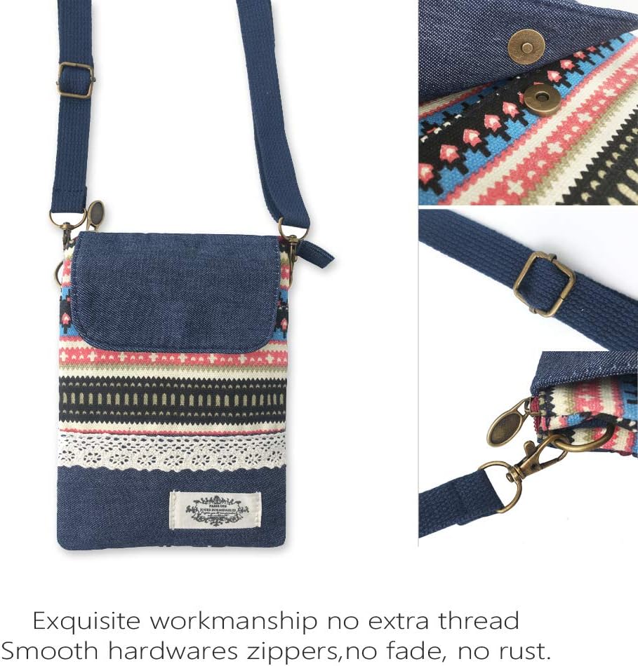 Roomy Cell Phone Purse Wallet Canvas Small Crossbody Purse Bags with Shoulder Strap For Women teen girlsl | Roomy