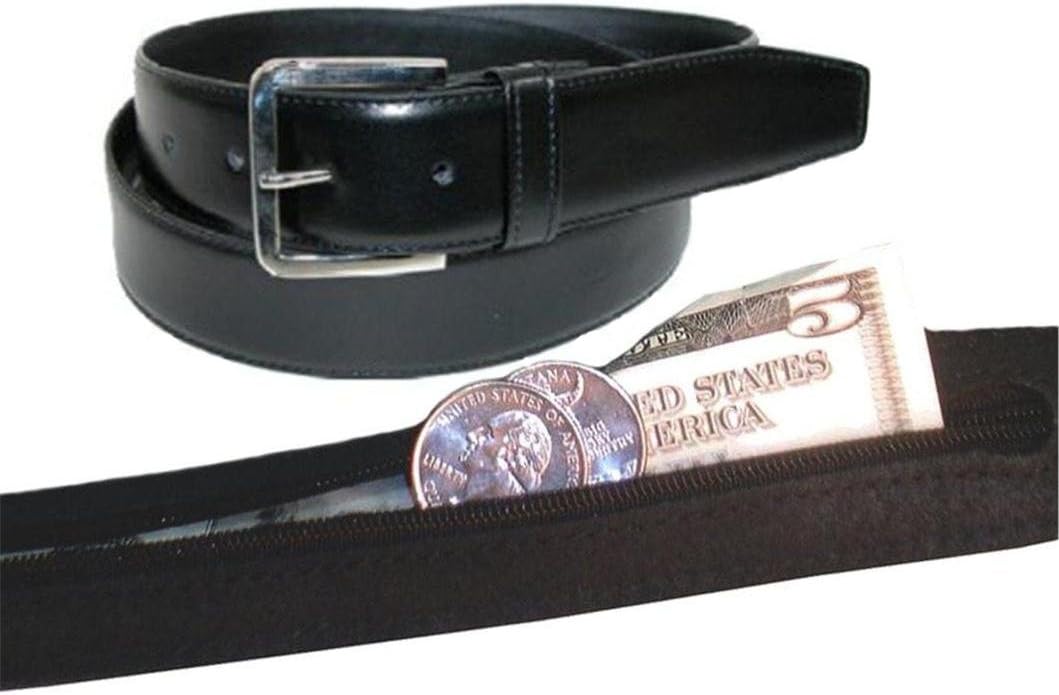 Men's Leather Money Belt Size 36 - Black
