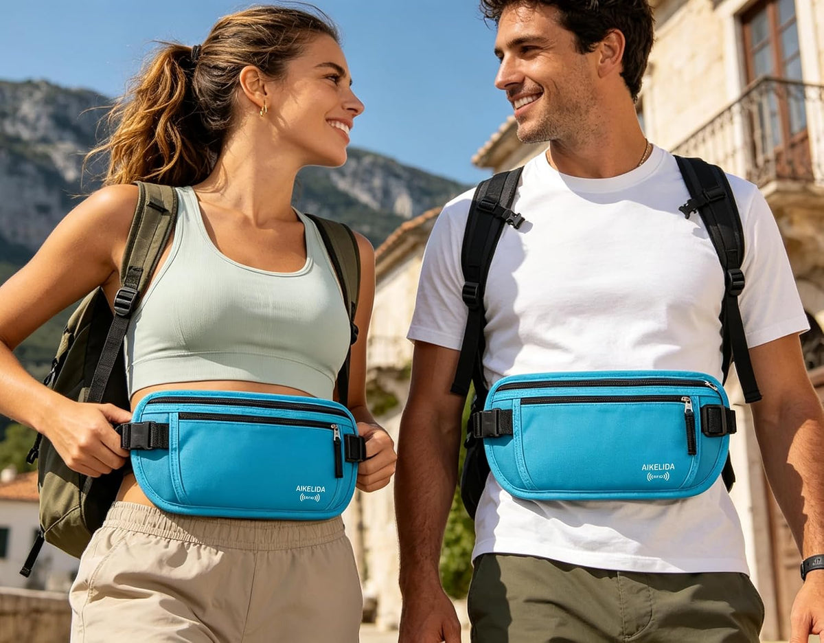 Money Belt Passport Holder Slim Hidden Travel Wallet with RFID Blocking