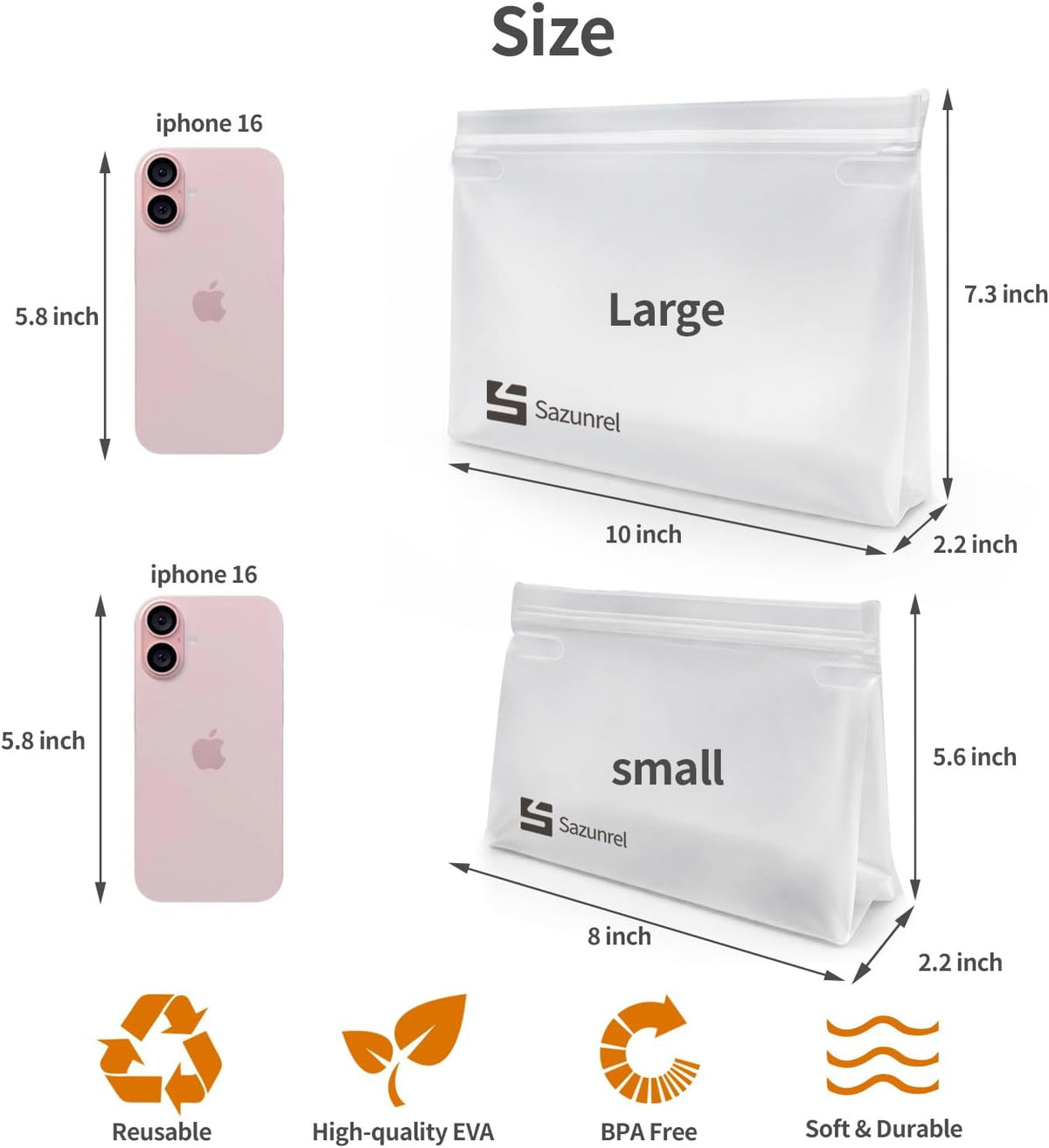 2 Pack Clear Leakproof Toiletry Bags, EVA Material TSA Compliant Seal Bags, BPA Free, Travel Plastic Bags, Waterproof Travel Toiletry Bags for Women Men (2 Large)