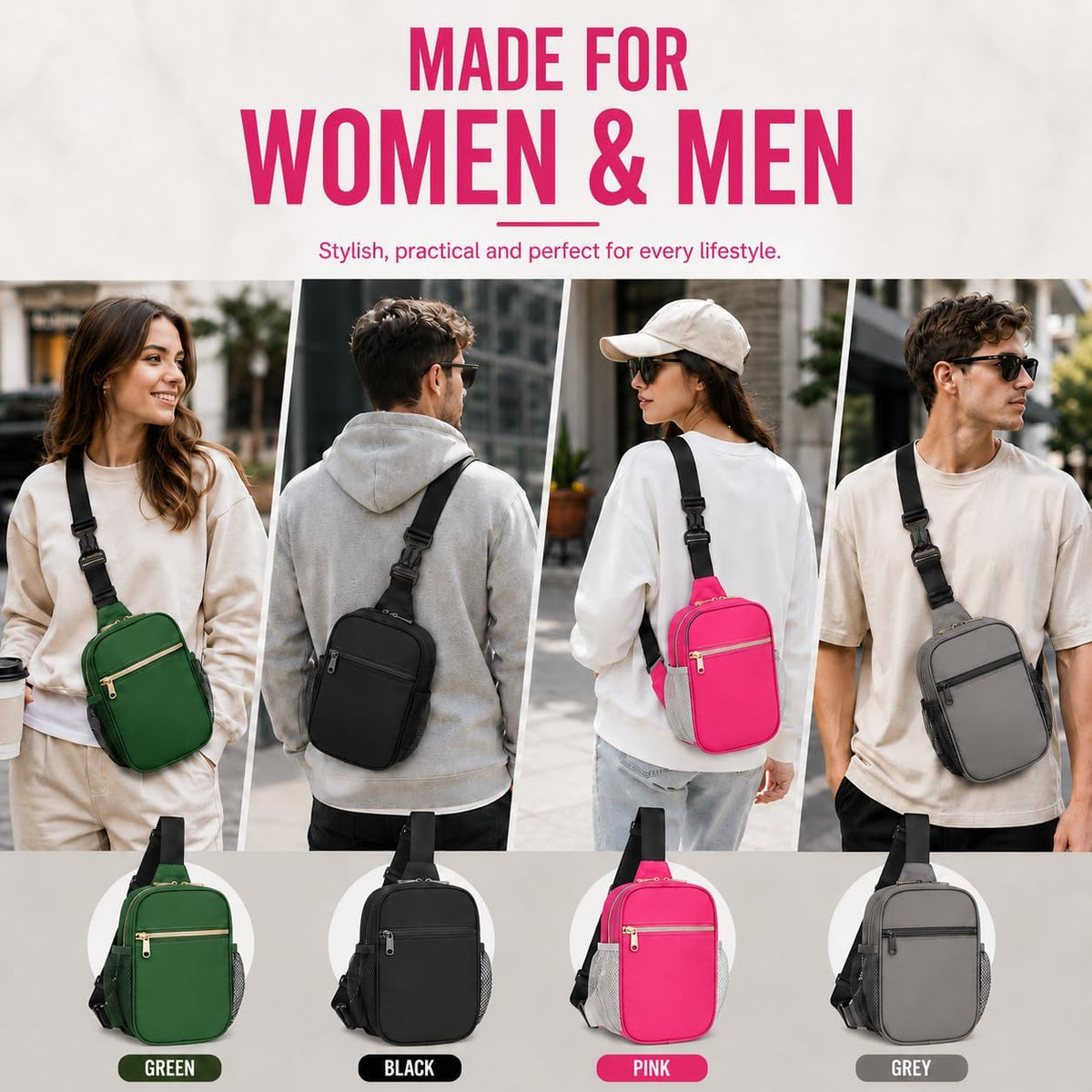 Anti Theft Crossbody Bags for Women & Men Sling Bag with RFID Blocking Travel Crossbody Bags for Women Crossbody Purse