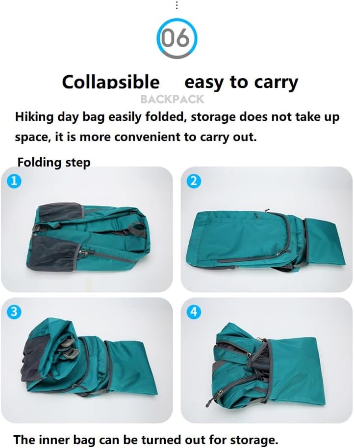 Ultra Lightweight-Packable-Hiking-Backpack Foldable Travel Camping Daypack Casual Outdoor Water-resistant 25L Backpacks (Lake Blue)