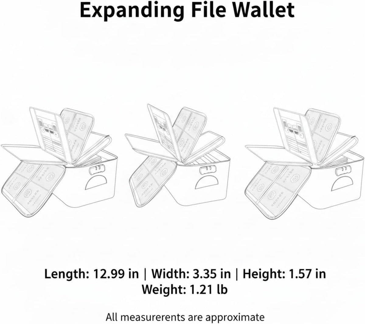 Expanding File Wallet for Travel Documents, 600D Oxford Cloth Multi-Layer Organizer Bag for Passports and Papers, Portable Carrier (1 PC)