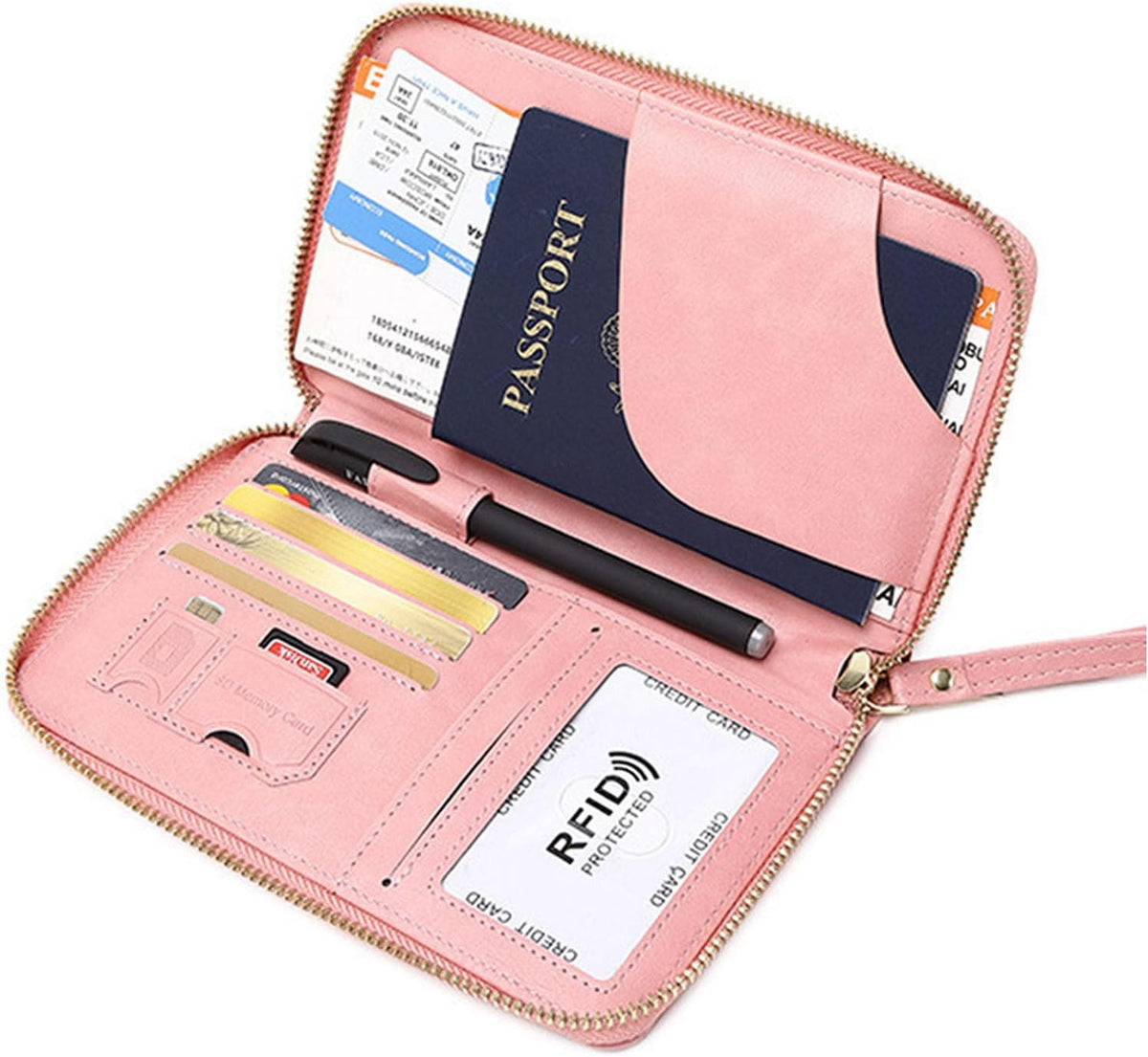 Multi-Function RFID Travel Passport Wallet with Phone Pocket - Ultimate Passport Holder for Women & Men | Holds Phones, Passports, Cash, Cards & Boarding Passes (Brown)