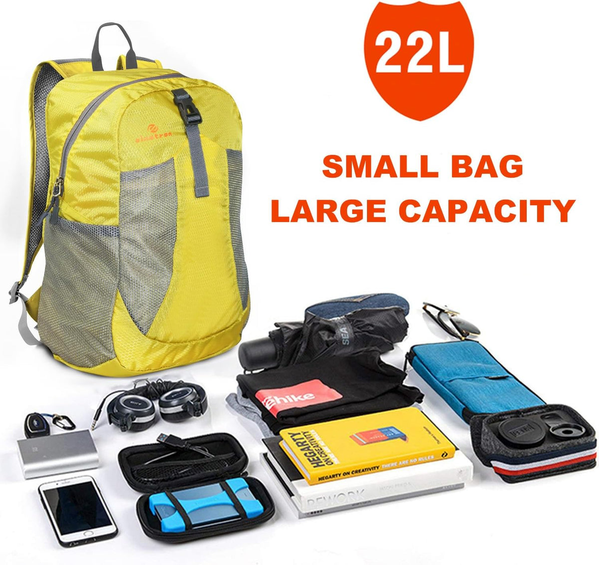 22L Lightweight Packable Hiking Backpack, Small Hiking Backpack Day Pack for Women Men Travel Camping Vacation