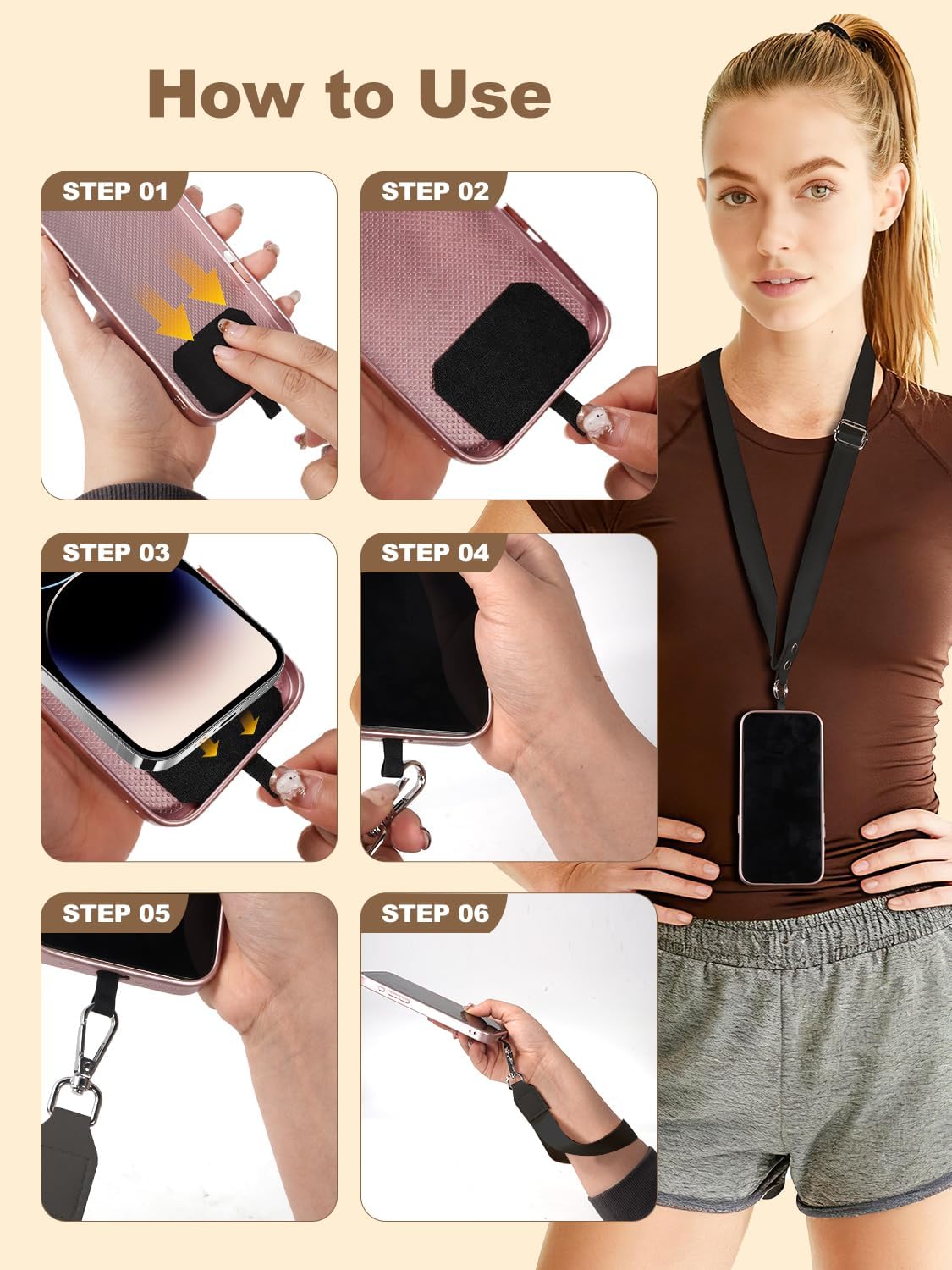Clip&Go Strap for Phone with Wallet Crossbody Detachable Zippered Pouch&Phone Lanyard