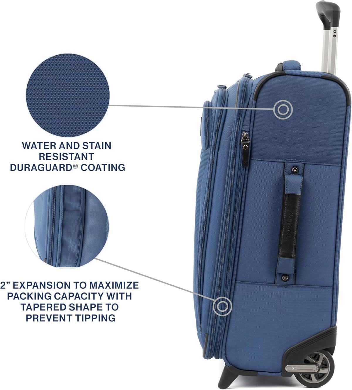 Tourlite Softside 22" Expandable Carry-On Rollaboard (2-Wheel) Lightweight Luggage, Blue Suitcase