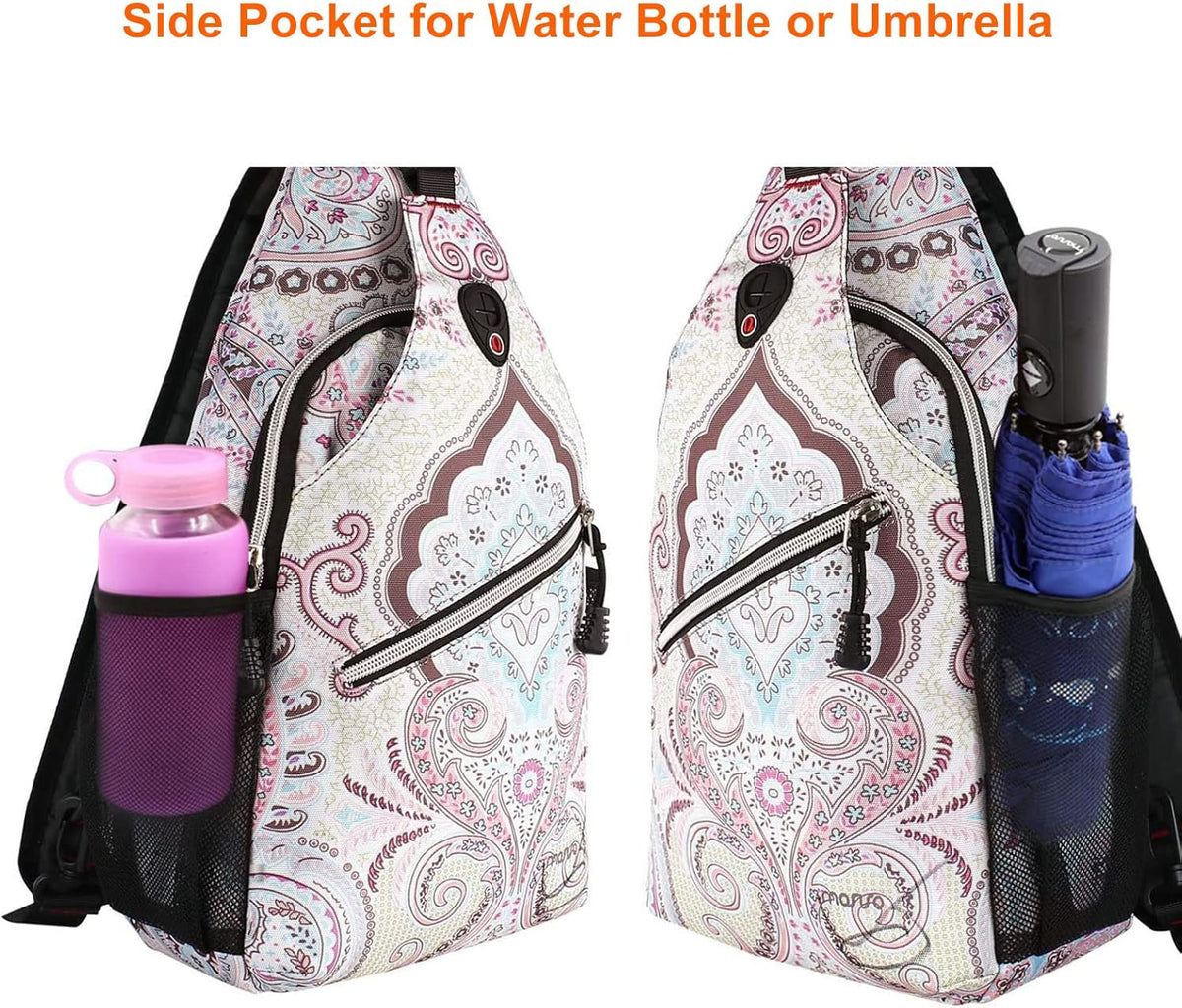 Sling Backpack,Travel Hiking Daypack Pattern Rope Crossbody Shoulder Bag, National Style