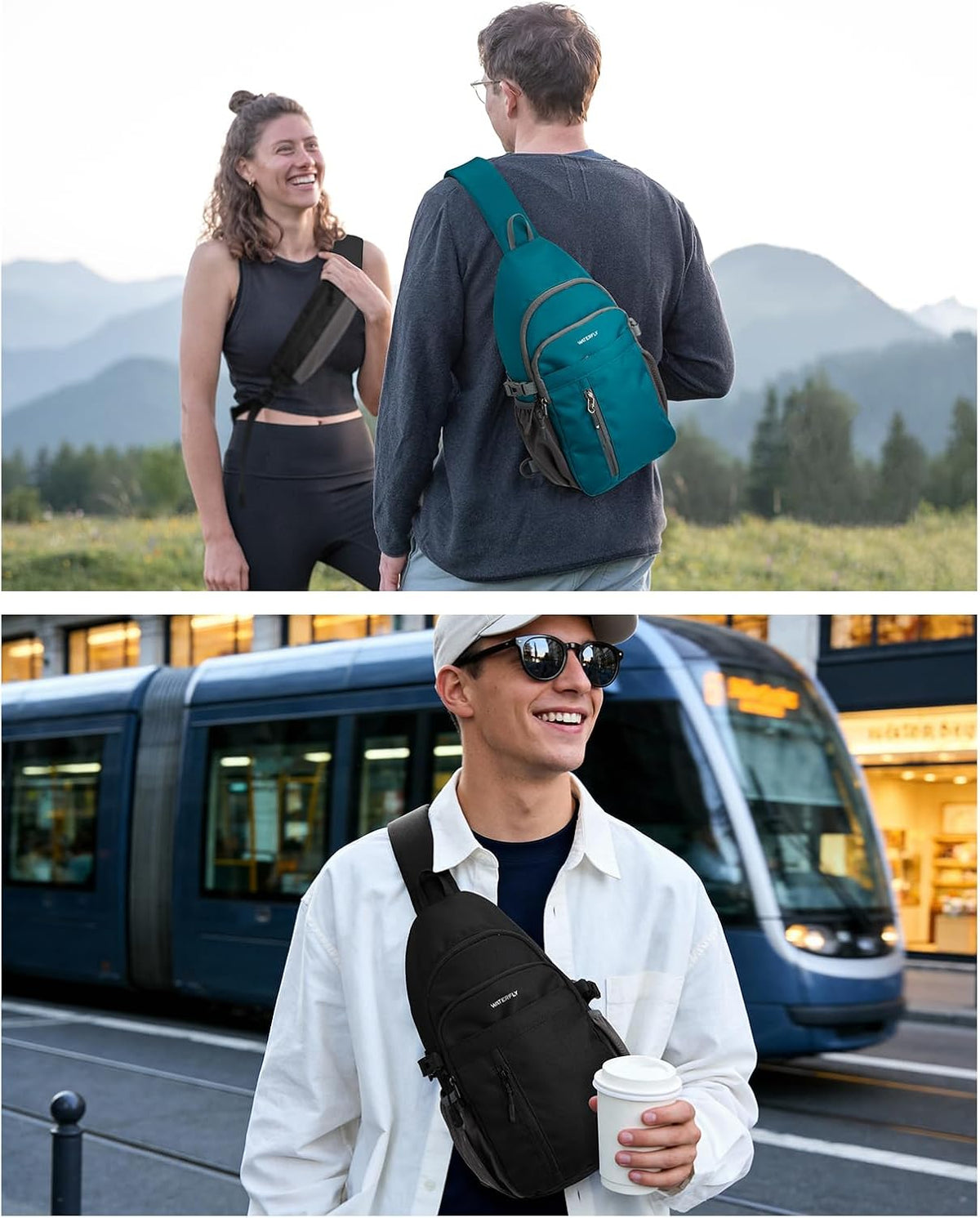 Small Crossbody Sling Bag: RFID Travel Hiking Daypack Man Woman | RFID-blocking,12 Multi-compartment pockets,Water-resistant,Adjustable shoulder strap with phone pocket,Durable nylon