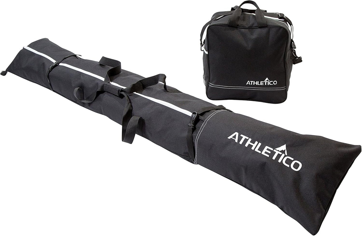 Ski Bag and Ski Boot Bag Combo - Ski Bags for Air Travel - Unpadded Snow Ski Bags Fit Skis Up to 200cm - For Men, Women, Adults, and Children