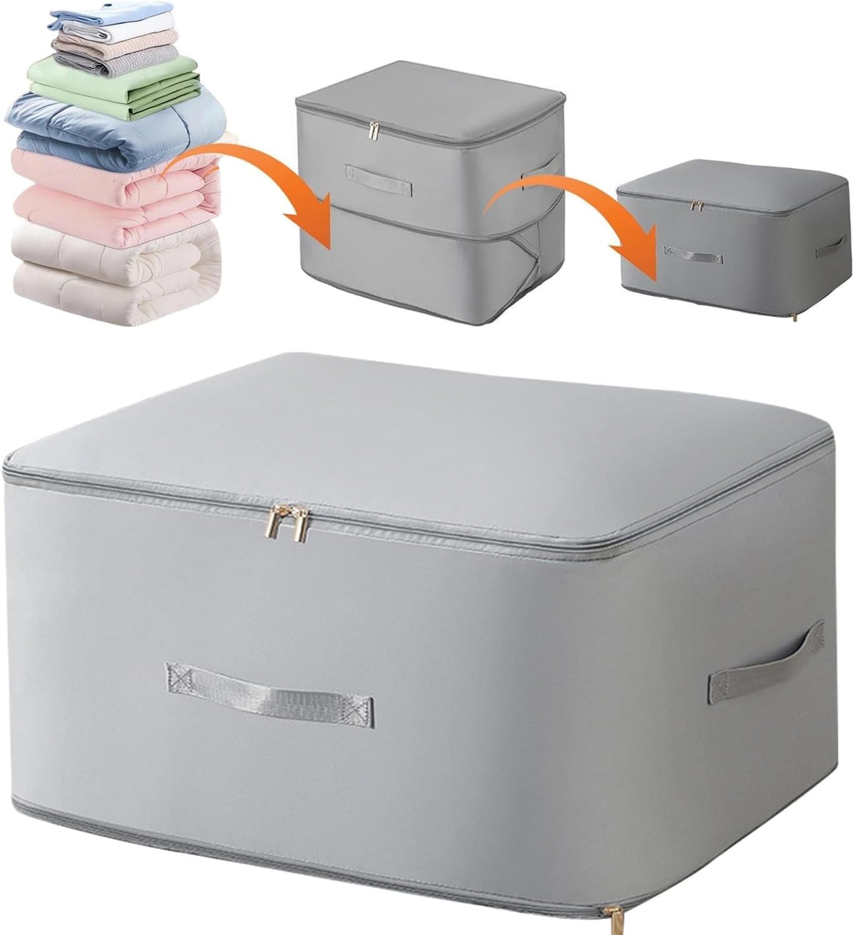 Ultra Space Saving Self Compression Organizer,2025 Upgraded Space Saving Self Compression Organizer Space Bags,Premium Comforter Packaging Cube Bedding Storage Bag (Grey,M 40×30×12cm)