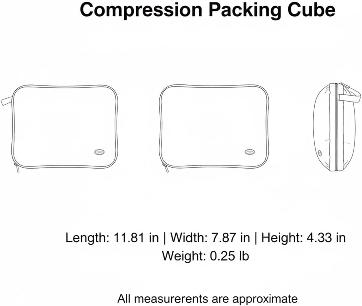 Compression Packing Cube for Travel, Nylon Luggage Organizer with Zipper, Space-Saving Garment Bag for Clothes, 11.8 x 7.9 x 4.3 Inches (1 Pack, Blue)