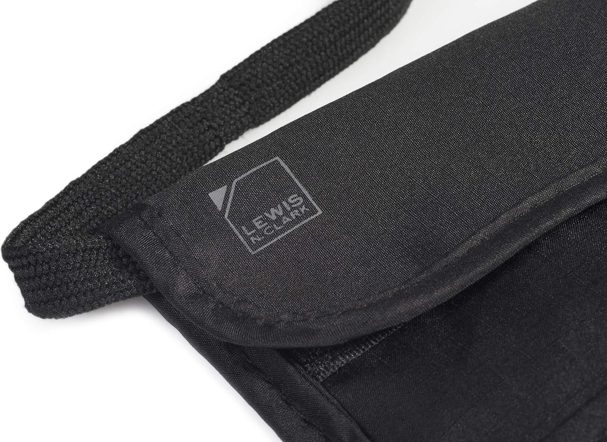 Rfid Blocking Stash Neck Wallet, Travel Neck Pouch + Passport Holder for Women & Men - Black