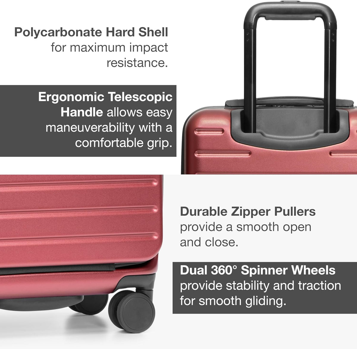 Mykel Dual Opening Polycarbonate Hardside Suitcase with Sleeve and Ergonomic Handle